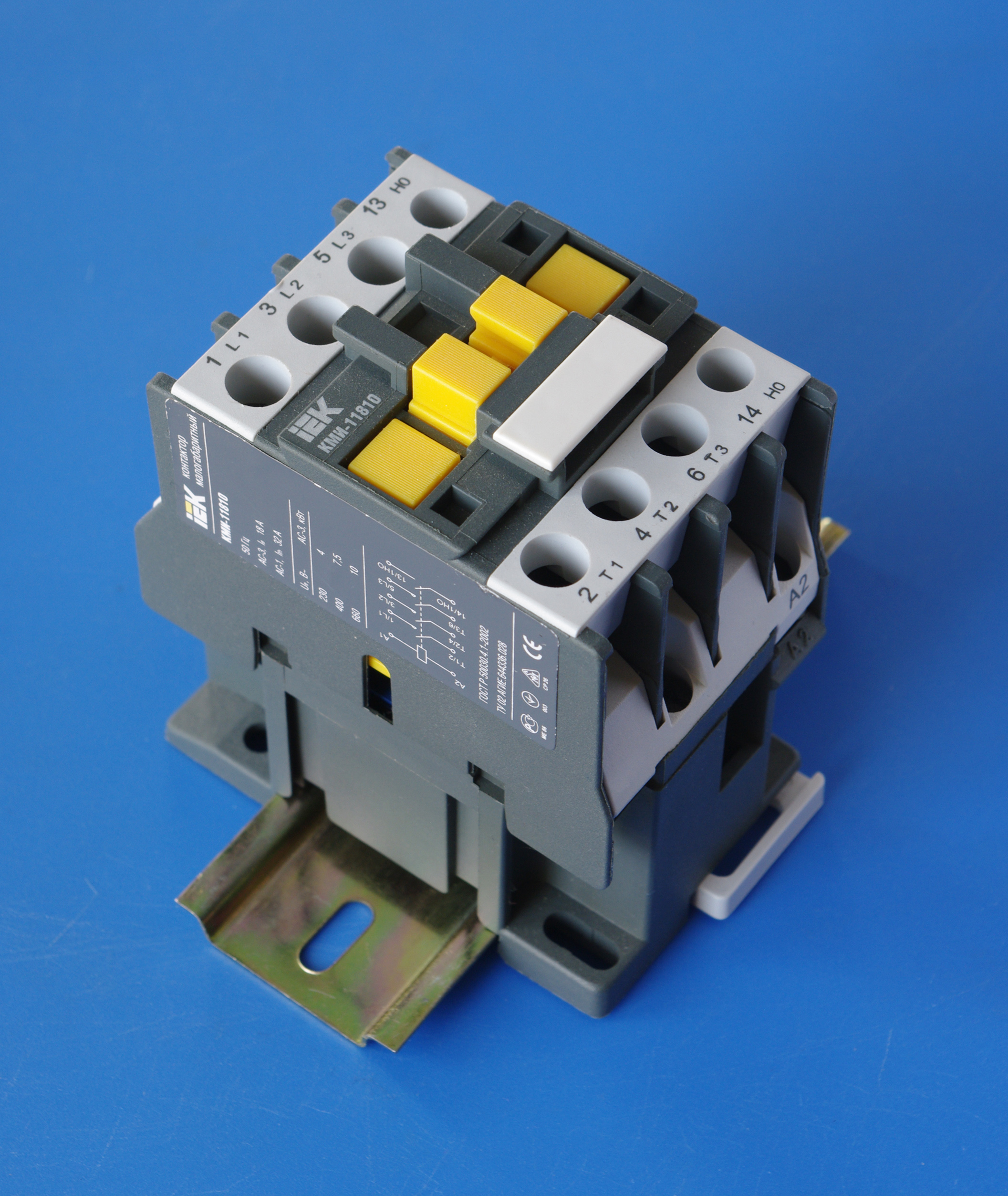 DIN-rail electrical contactor — the same switching component used in a home air conditioner's outdoor unit